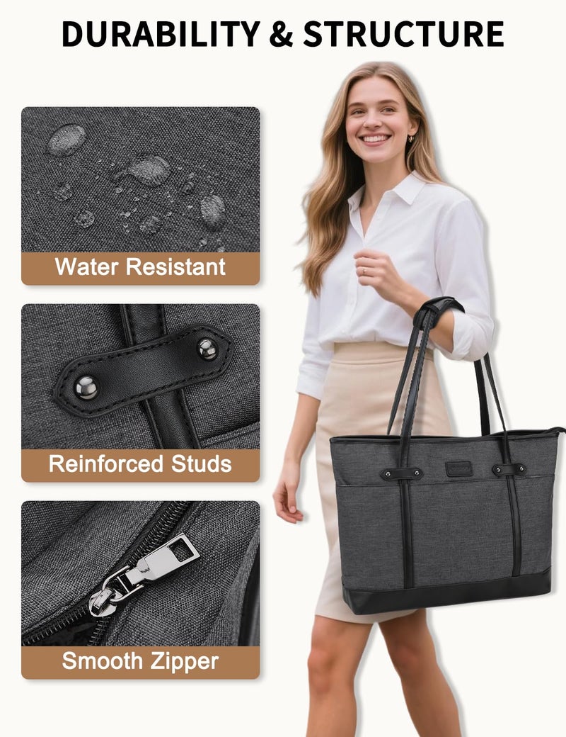 RAVUO Laptop Bag for Women, Water Resistant 15.6 Inch Computer Handbag Business Purse Teacher Bag With Portable Small Pouch - Image 3